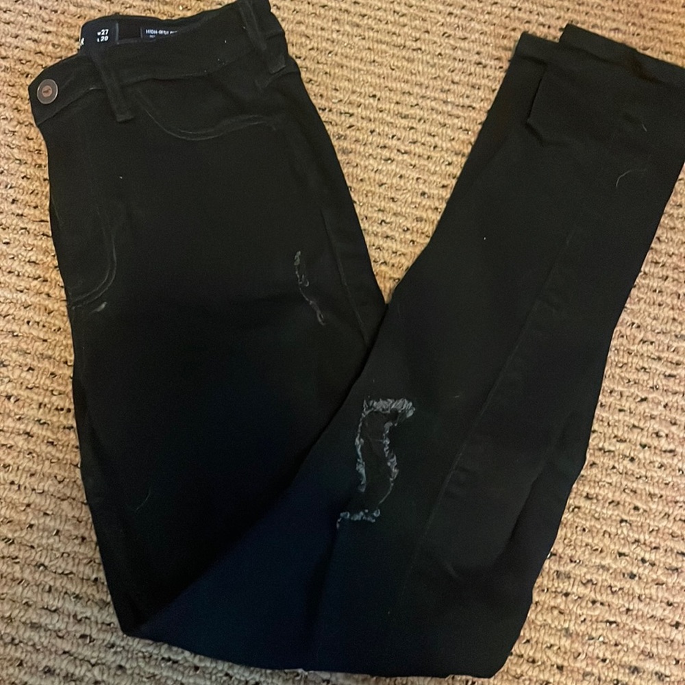 black high rise skinny jeans, size 5, hollister